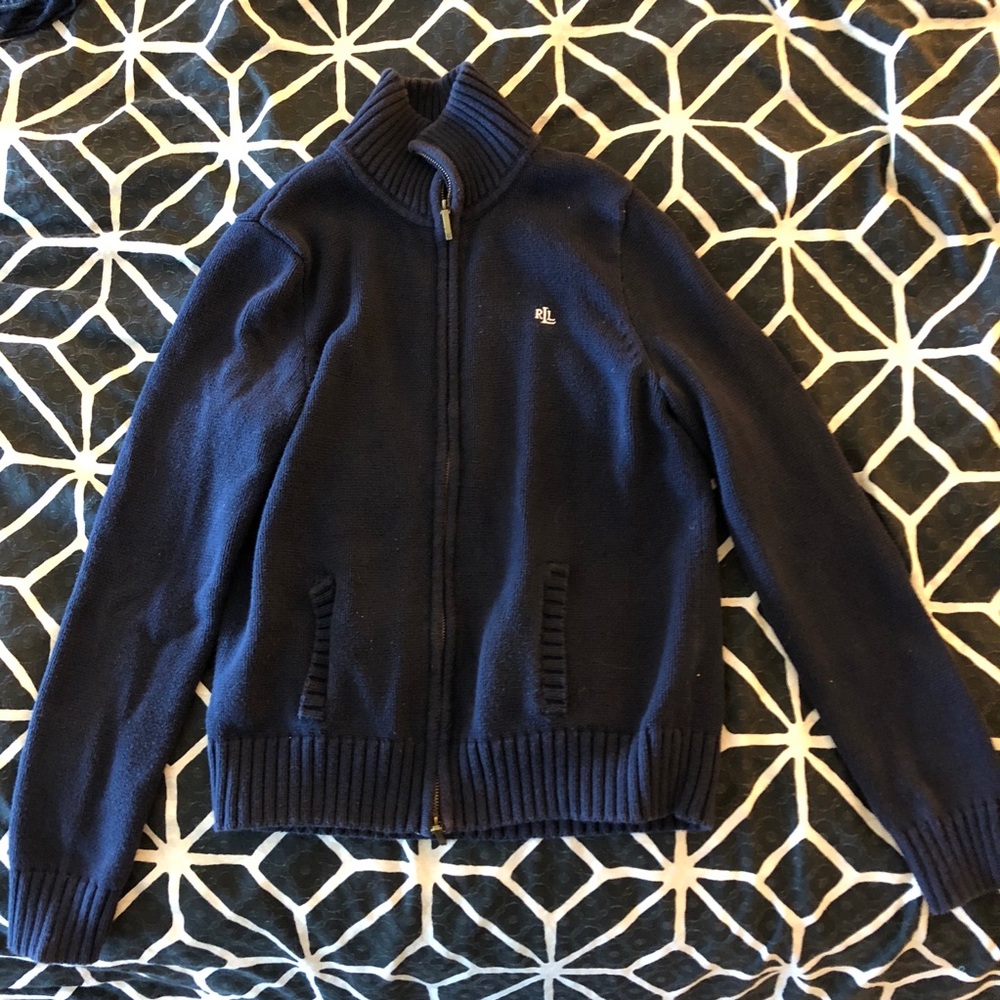 Navy blue zip up Ralph Lauren sweater